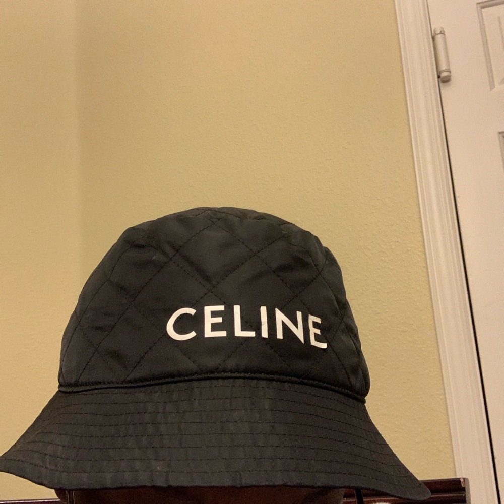 CELINE Unisex Street Style Quilting Bucket Wide-brimmed Hat Black/Orange Size M - Picture 4 of 8